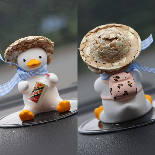 Straw Hat Glasses Duck Car Ornaments Straw Hat Local Tyrant Duck Car Ornaments Creative Straw Hat Swing Duck Car Pendant - Image 8