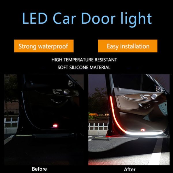 Car Door Opening Warning LED Lights Welcome Decor Lamp Strips Anti Rear-end Collision Safety Universal auto accessories - Image 2