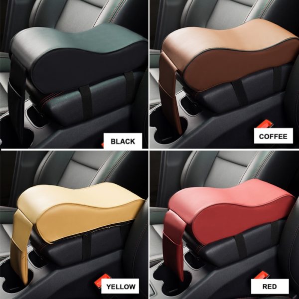 Leather Car Central Armrest Pad Black Auto Center Console Arm Rest Seat Box Mat Cushion Pillow Cover Vehicle Protective Styling - Image 2