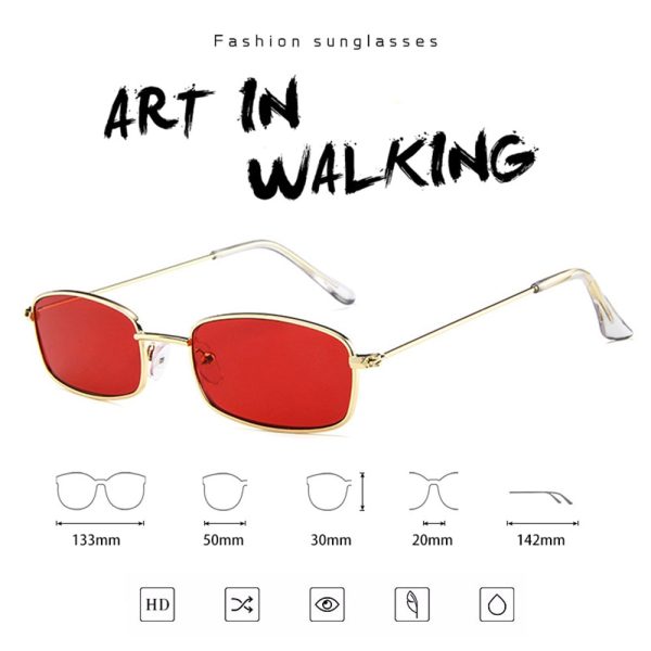 Candy Colors Metal Frame Rectangle Sunglasses Small Retro Shades UV400 Sun Glasses for Men Women Driving Eyewear Summer Goggles - Image 6