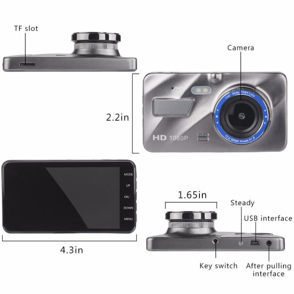 Dash Cam New Dual Lens Car DVR Camera Full HD 1080P 4 IPS Front - Image 7