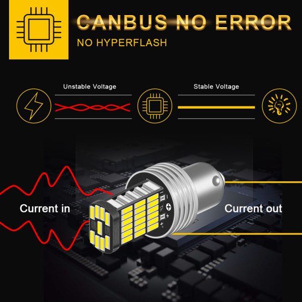 2pcs P21W 1156 BA15S LED Bulbs Car Lights Turn Signal Reverse Brake Light R5W 4014 LEDs 12V DC Automobiles Lamp DRL for Skoda - Image 4