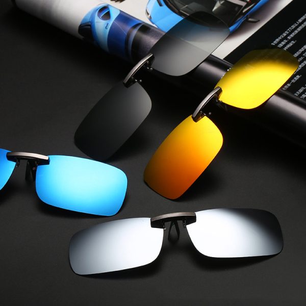 Cool Polarized Mirrored UV400 Lens Clips On Sunglasses Driving Night Vision Lens Sun Glasses Male Anti-UVA For Men Women - Image 2