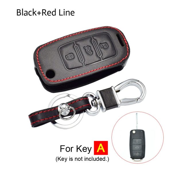 Leather Car Key Case For VW Volkswagen Polo Golf Passat Beetle Caddy T5 Up Eos Tiguan Skoda A5 SEAT Leon Altea Flip Remote Cover - Image 5