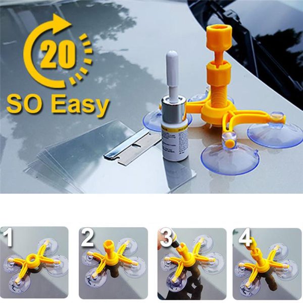 l Car Windshield Repair Tool 1 Set Repair Agent Suction Cup Auto Front Window Repairing Paintless Dent Removal Tools - Image 2