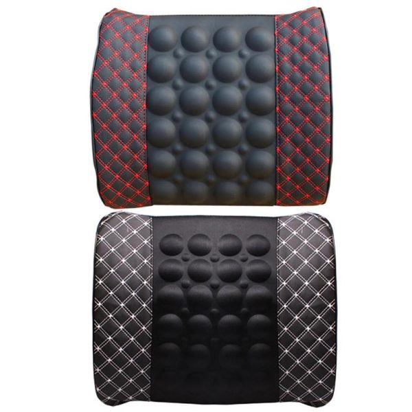 Car Lumbar Support Pillow 12V Electric Massage Auto Seat Back Relaxation Office Chair Waist Lumbar Support Cotton Cushion Pillow - Image 2