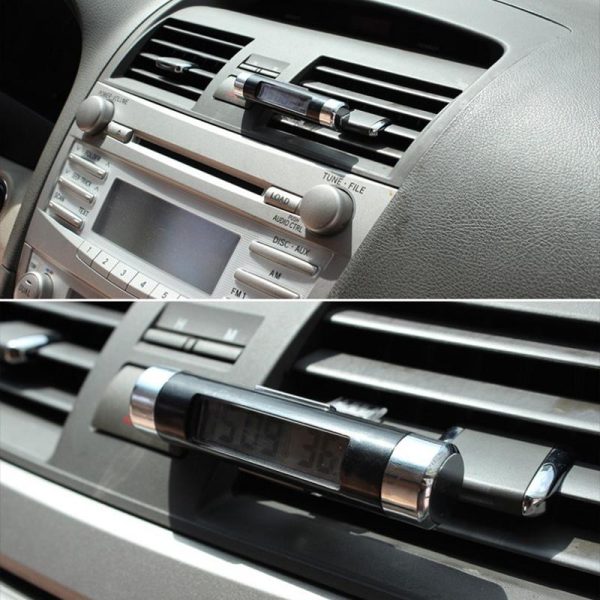 2 in 1 Air Vent Outlet Car Clock Thermometer Blue Backlight Car Styling Auto Accessories Car Digital Time LCD Display Screen - Image 7