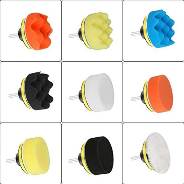 3inch Car Polishing Disc 11Pcs/Set Self-Adhesive   Buffing Waxing Sponge Wool Wheel Polishing Pad For Car Polisher Drill Adapter - Image 5