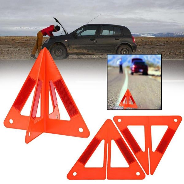 2Pcs Foldable Car Warning Triangle Safety Stop Breakdown Sign Board Emergency Reflective Flash Reflector