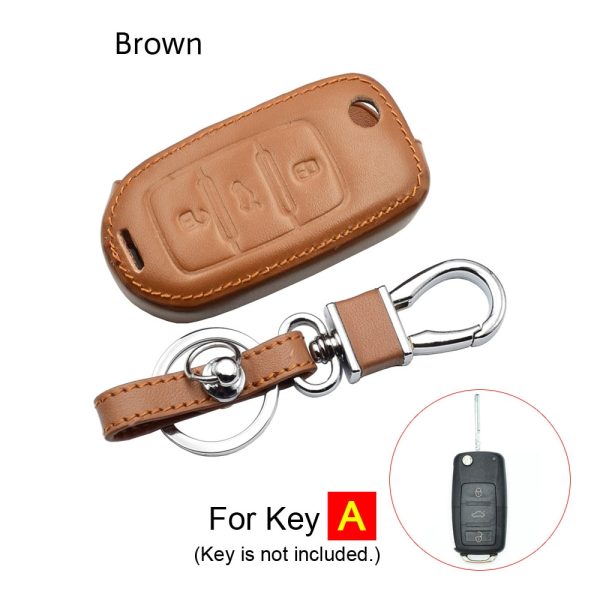 Leather Car Key Case For VW Volkswagen Polo Golf Passat Beetle Caddy T5 Up Eos Tiguan Skoda A5 SEAT Leon Altea Flip Remote Cover - Image 6