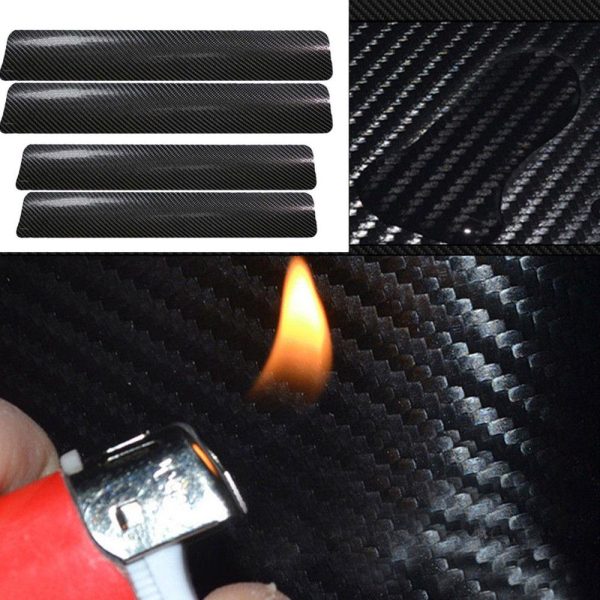 4Pc Black Car Door Plate Stickers Carbon Fiber Look Car Sticker Sill Scuff Cover Anti Scratch Decal Universal For All Car - Image 4