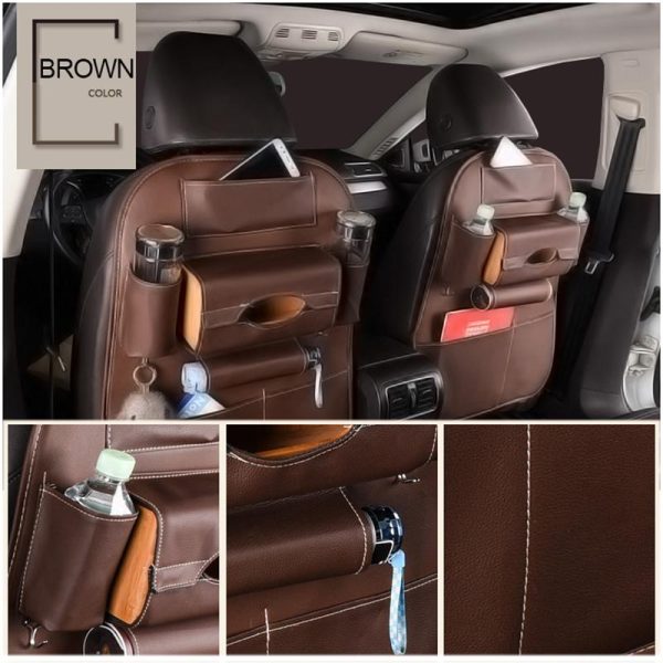 Car Seat Back Storage Bag Organizer Travel Box Pocket PU Leather Universal Stowing Tidying Protector Kids Drink Auto Accessoires - Image 6