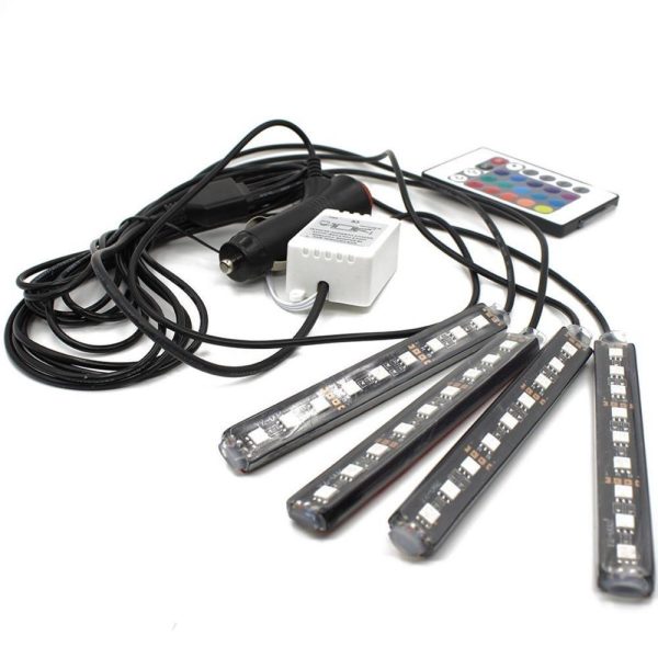 4pcs/et 7 Color LED Car Interior Lighting Kit car styling interior decoration atmosphere light and Wireless Remote Control - Image 6