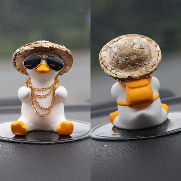 Straw Hat Glasses Duck Car Ornaments Straw Hat Local Tyrant Duck Car Ornaments Creative Straw Hat Swing Duck Car Pendant - Image 6