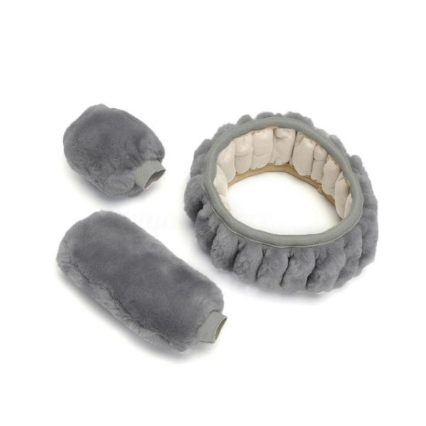 Universal Steering-wheel Plush Car Steering Wheel Covers Winter Faux fur Hand Brake & Gear Cover Set Car Interior Accessories - Image 8