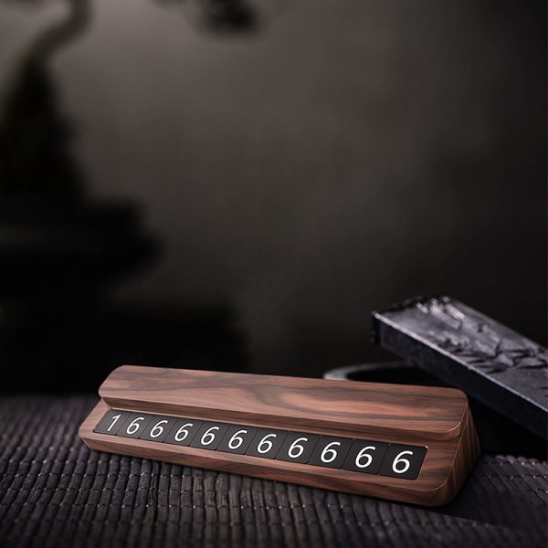 Car Parking Card High Temperature Resistant Mobile Phone Number Plate Walnut Simple Parking Card - Image 2