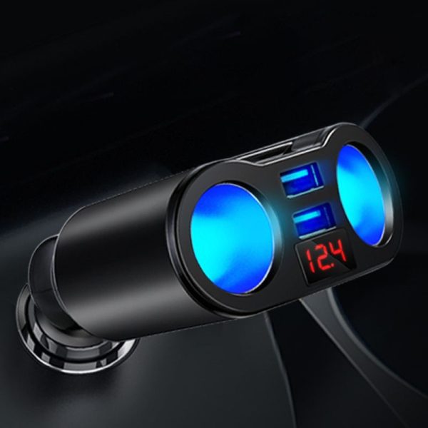 12V 24V Car 2 Way Power Socket Splitter QC3.0 Dual USB Charger LED Voltmetr For Mobile Phone Tablet GPS SUV Truck - Image 4