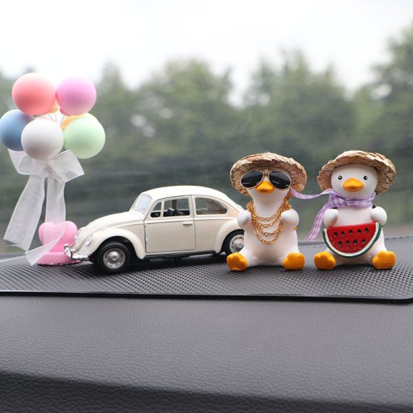 Straw Hat Glasses Duck Car Ornaments Straw Hat Local Tyrant Duck Car Ornaments Creative Straw Hat Swing Duck Car Pendant - Image 2