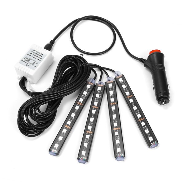 4pcs Car RGB LED Strip Light LED Strip Lights Colors Car Styling Decorative Atmosphere Lamps Car Interior Light With Remote - Image 3
