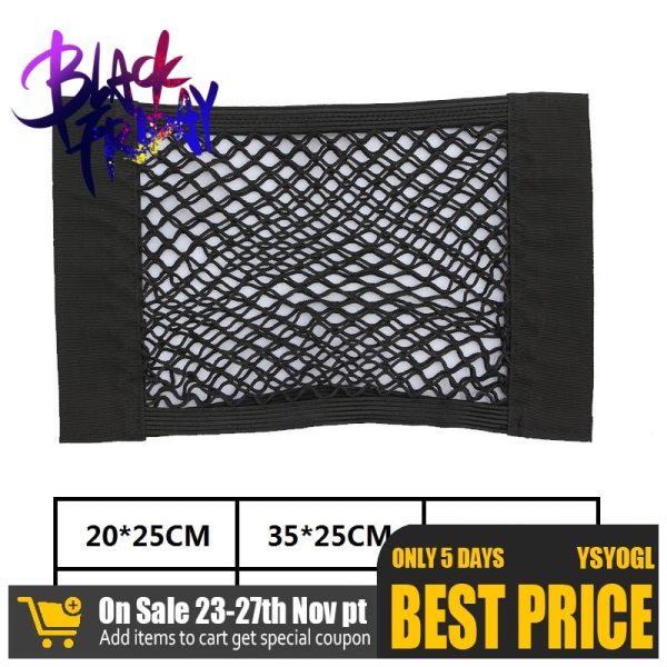 Car Back Rear Trunk Seat Storage Bag Mesh Auto Organizer double-deck Elastic String Net Magic Sticker Pocket Bag Car Accessories - Image 6