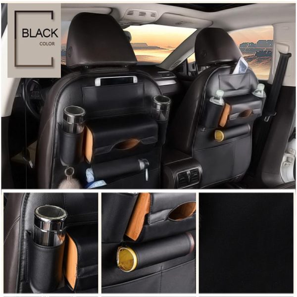 Car Seat Back Storage Bag Organizer Travel Box Pocket PU Leather Universal Stowing Tidying Protector Kids Drink Auto Accessoires - Image 5