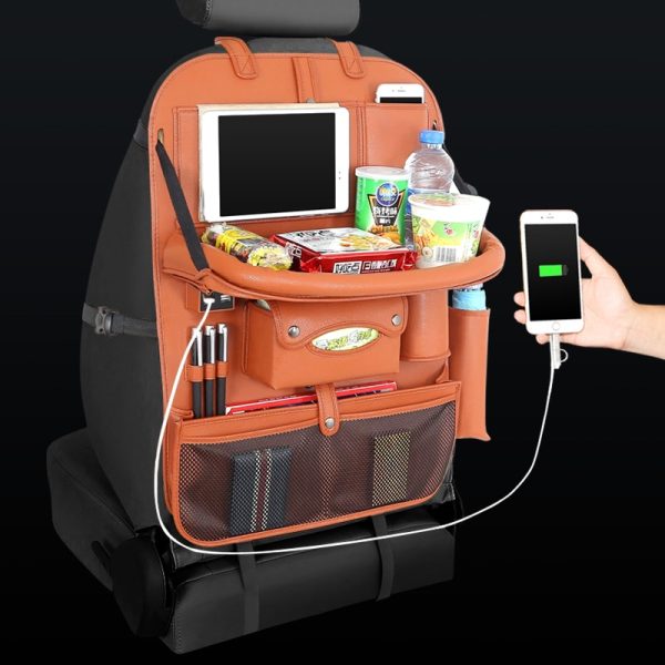 4 USB Charger Phone Pad Chair Storage Car Back Seat Bag Folding Table Organizer Bags Pocket Box Travel Stowing Tidying - Image 3
