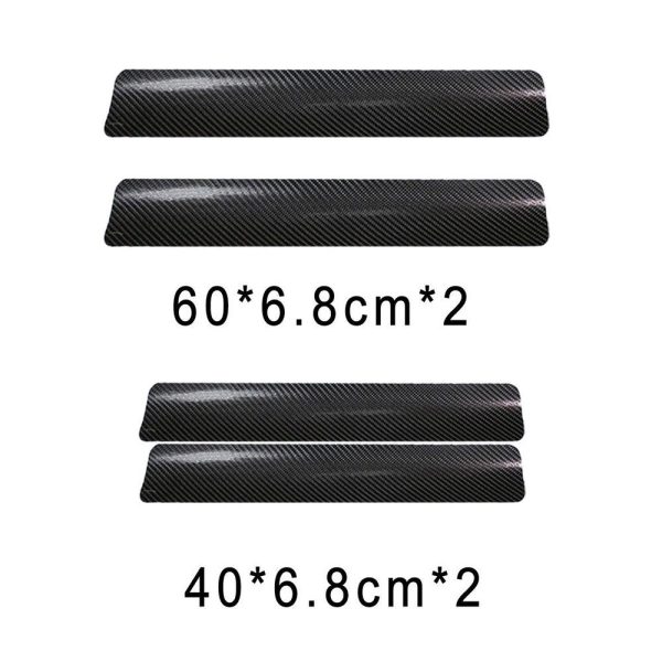 4Pc Black Car Door Plate Stickers Carbon Fiber Look Car Sticker Sill Scuff Cover Anti Scratch Decal Universal For All Car - Image 2