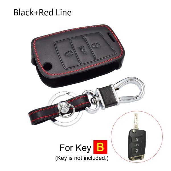 Leather Car Key Case For VW Volkswagen Polo Golf Passat Beetle Caddy T5 Up Eos Tiguan Skoda A5 SEAT Leon Altea Flip Remote Cover - Image 7