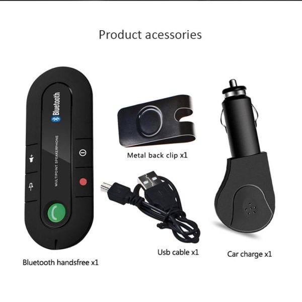 ANLUD Wireless Bluetooth Handsfree Car Kit Multipoint Speakerphone MP3 Music Player Sun Visor - Image 2