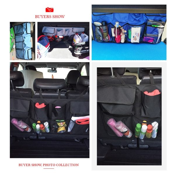 Car Rear Seat Back Storage Bag Multi Hanging Nets Pocket Trunk Bag Organizer Auto Stowing Tidying Interior Accessories Supplies - Image 2