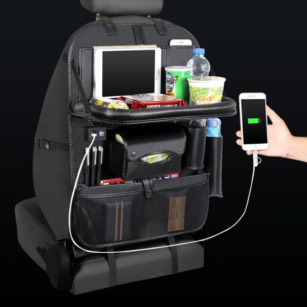 4 USB Charger Phone Pad Chair Storage Car Back Seat Bag Folding Table Organizer Bags Pocket Box Travel Stowing Tidying - Image 2