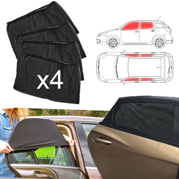 SALE 4pcs Car Front & Rear Side Window Sun Visor Shade Mesh Cover Sunshade  insulation anti-mosquito Fabric Shield UV Protector - Image 7