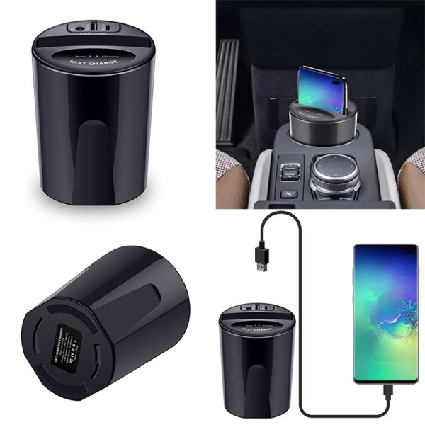 10W Car Wireless Charger Cup with USB Output for iPhoneXS MAX/XR/X/8 SAMSUNG Galaxy S9/S8/S7/S6/Note8/Note5 edge for PIXEL 3XL - Image 2