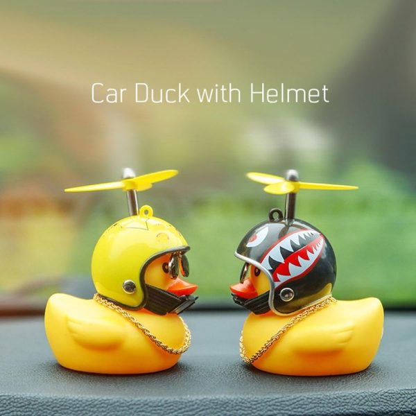 Car Duck with Helmet Broken Wind Small Yellow Duck Road Bike Motor Helmet Riding Cycling Car Accessories Decor Without Lights - Image 3