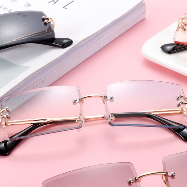 Trendy Men Women Summer Rimless Sunglasses Fashion Small Rectangle Sun Glasses Traveling Style UV400 Shades Eyewear - Image 5