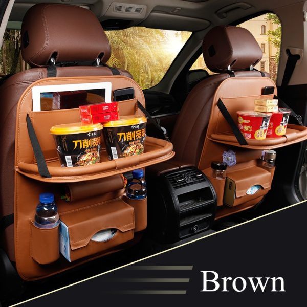 Car Seat Back Bag Folding Table Organizer Pad Drink Chair Storage Pocket Box Travel Stowing Tidying Automobile Accessories - Image 5