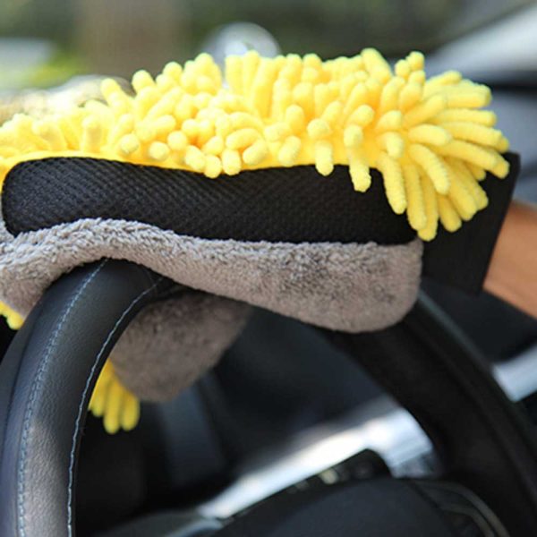Car Wash Glove Coral Mitt Soft Anti-scratch for Car Wash Multifunction Thick Cleaning Glove Car Wax Detailing Brush Color Random - Image 4