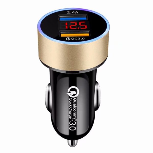 QC3.0+2.4A Dual USB Car Charger LCD Display 12-24V Cigarette Socket Lighter Fast Charger Power Auto USB Adapter Upgraded - Image 4