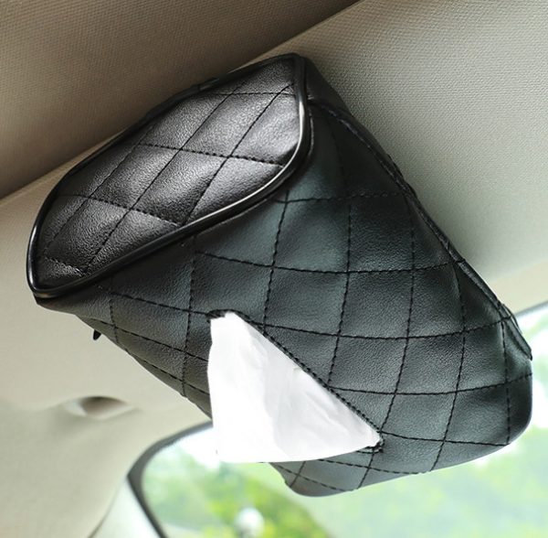 Car Tissue Box Car Hanging Tissue Box Car Supplies Creative Tissue Box Leather Tissue Bag - Image 4