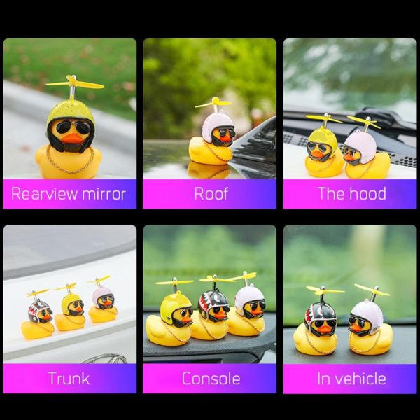 Car Duck with Helmet Broken Wind Small Yellow Duck Road Bike Motor Helmet Riding Cycling Car Accessories Decor Without Lights - Image 4