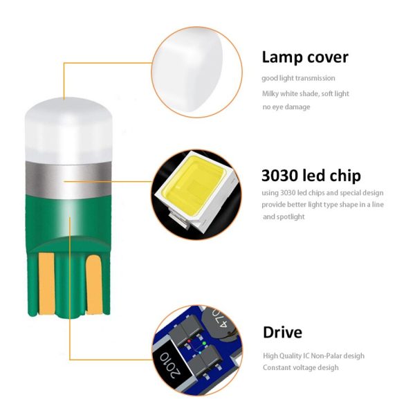 10PCS T10 W5W Led 3030 1SMD Wedge Bulb Auto Dome Reading Car Light Sidemarker Sidelight Parking Lights 194 168 Lamp Bulbs - Image 4