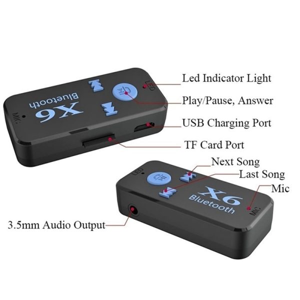 X6 Bluetooth Transmitter Aux Usb Car Play Music Receiver Adapter 5.0 mm  Bluetooth Adapter  MP3 Music Adapter For car player - Image 3