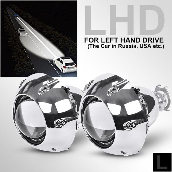 RACBOX 2Pcs 2.5 Inch Universal Bi Xenon HID Projector Lens Silver Black Shroud H1 Xenon LED Bulb H4 H7 Motorcycle Car Headlight - Image 8