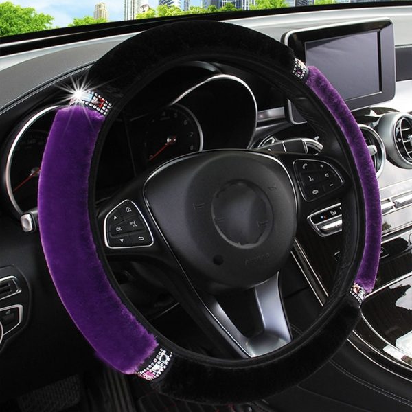Universal 37-38cm Diameter Soft Plush Rhinestone Car Steering Wheel Cover Interior Accessories Steering-Cover Car-styling - Image 7