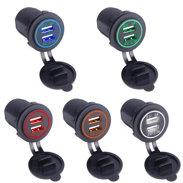 Universal Car Charger USB Vehicle DC12V-32V Waterproof Dual USB Charger 2 Port Power Socket 5V 2.1A/1A car-charger - Image 2