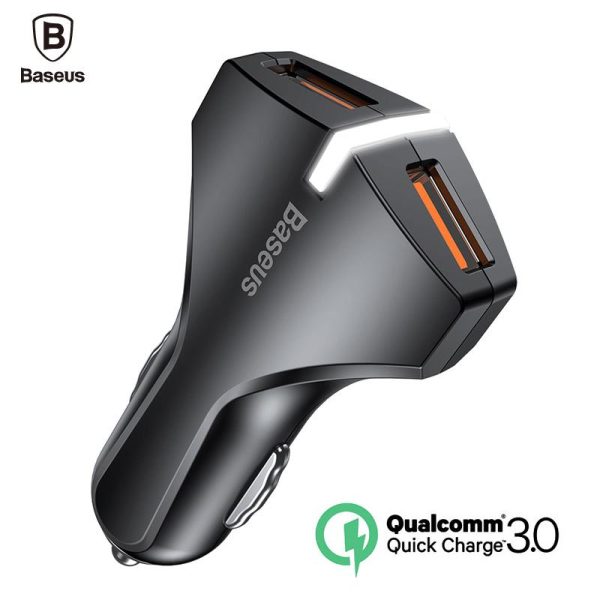 Baseus  Charge 3.0 Car Charger 5V3A Dual USB Port QC3.0 Quick Charger Mobile Phone Fast Charging Charger 2 USB Car-Charger - Image 2