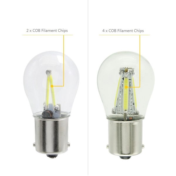 1pcs 1156 P21W BA15S 1157 BAY15D COB LED Filament Chip Car Brake Lights Auto Reverse Bulb Parking Lamp 12V Red White Yellow - Image 2