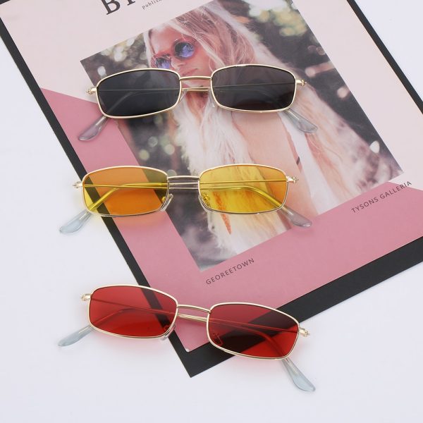Candy Colors Metal Frame Rectangle Sunglasses Small Retro Shades UV400 Sun Glasses for Men Women Driving Eyewear Summer Goggles - Image 3