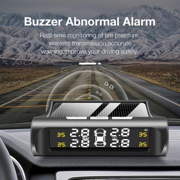 Smart Car TPMS Tire Pressure Monitoring System Solar Power Digital TMPS LCD Display USB Auto Security Alarm Tire Pressure Sensor - Image 2
