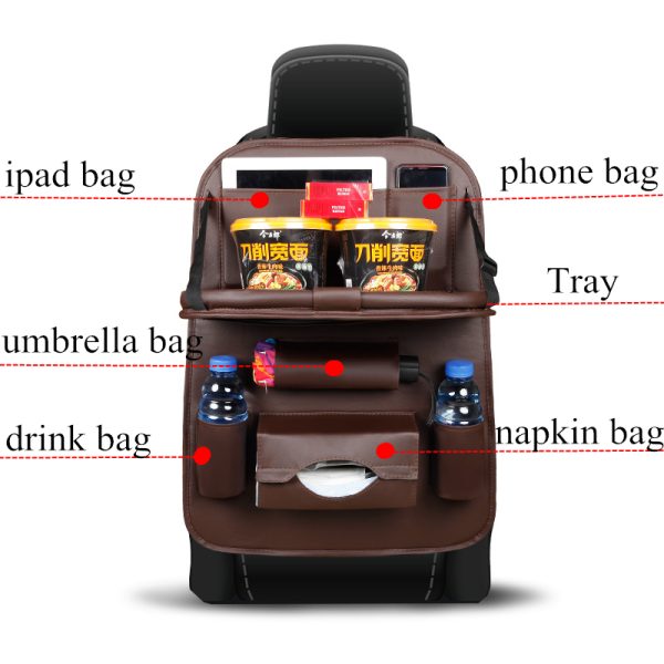 Car Seat Back Bag Folding Table Organizer Pad Drink Chair Storage Pocket Box Travel Stowing Tidying Automobile Accessories - Image 6